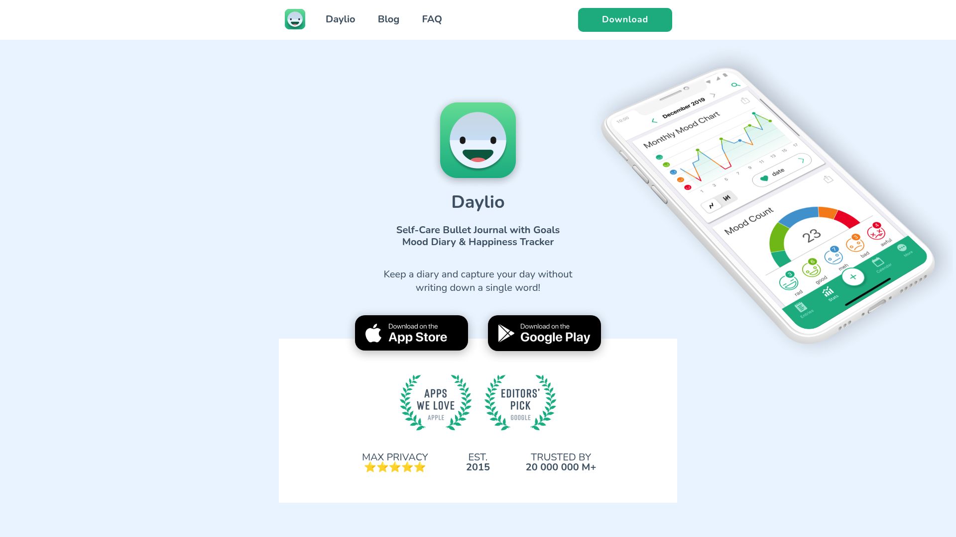 Daylio mood tracking app interface